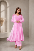 Pink Embroidered Anarkali Kurta Set