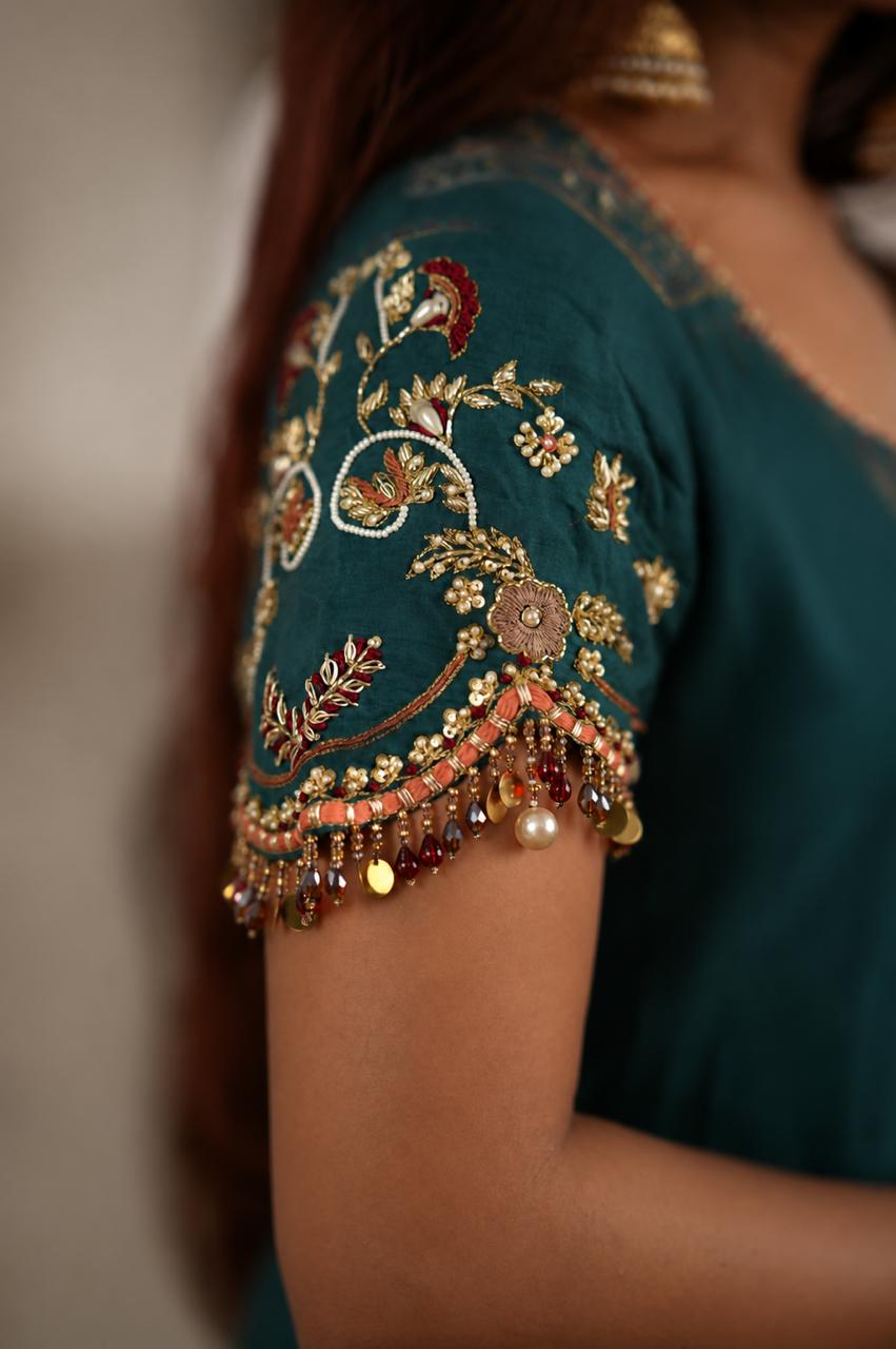 Teal Blue Embroidered Anarkali Dress