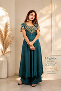 Teal Blue Embroidered Anarkali Dress